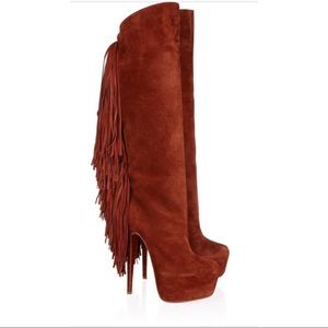 Christian Louboutin Interlopa Suede Fringe Boot